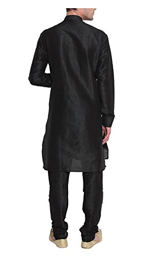 Kurta churidar negro ropa india de seda hombre conjunto tradicional 2