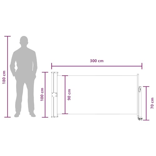 Store latéral rétractable de 300cm résistant aux UV et vent - 8