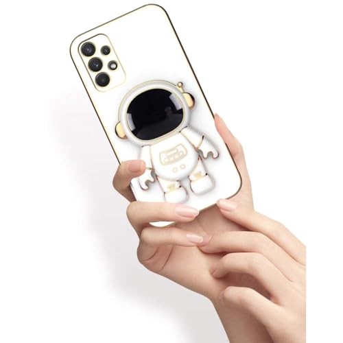 Image of for Samsung Galaxy A73 5G Case Cute 3D Astronaut Stand Design Camera Protection Shockproof Soft Back Cover (for Samsung Galaxy A73 5G, White)
