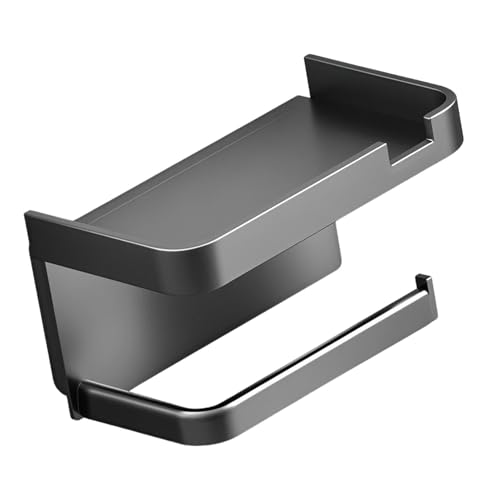Supporto per carta igienica da parete con mensola - Porta rotolo tessuto bagno in acciaio | Distributore con scaffale per telefono organizer asciugamani carta | Accessorio per toilette bag