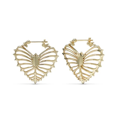 PUNKYOUTH High Polish Heart Hoop Earrings 18G 1mm Piercing Jewelry Liquid Metal Rib Cage Bone Spike Thorn Statement For Women Men Modern Gothic Alternative Edgy Hollow Out Everyday Wear Accessories