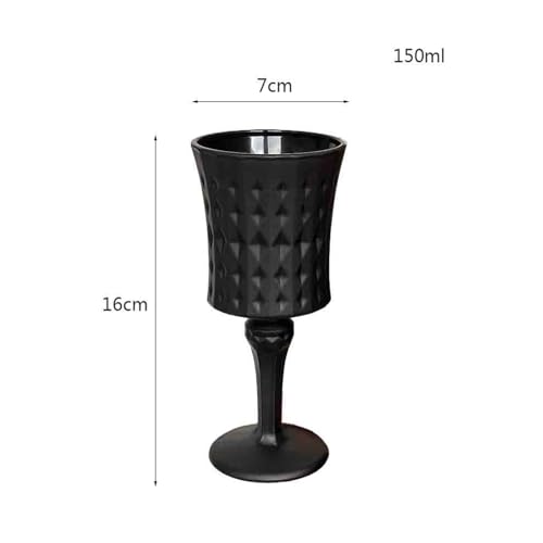 Copa de cristal elegante con relieve negro esmerilado retro 150 ml 3