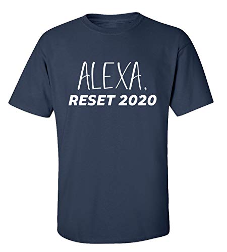 Camiseta unissex divertida Alexa Reset 2020, Azul marino, 4X-Large