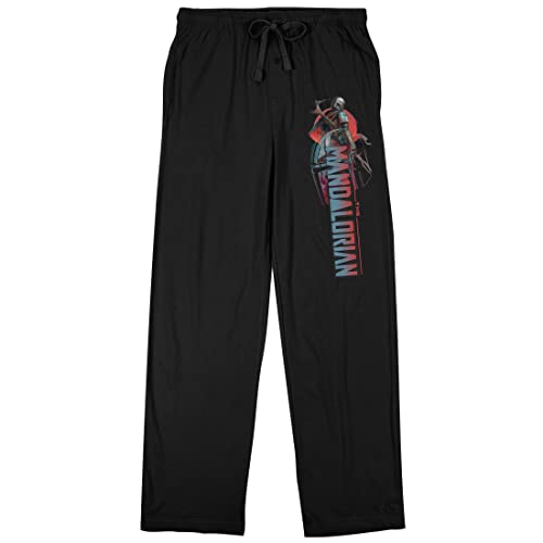 Mens Black Star Wars Mandalorian TV Series Sleep Pajama Pants2