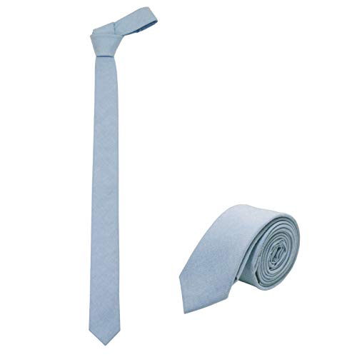 Jnjstella Cotton Solid Skinny Men's Necktie 2" Tie Dusty Blue #TOP4