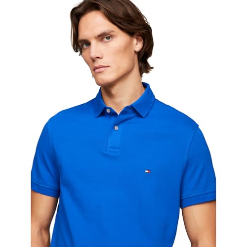 Image of Tommy Hilfiger Men's Short Sleeve Polo Shirts in Slim Fit with Stretch and Organic Pique Cotton