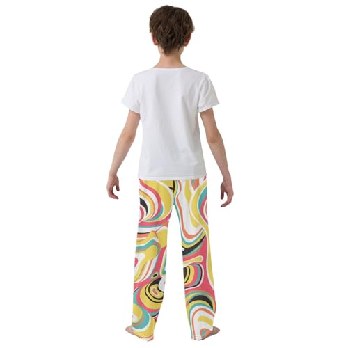 ZZXXB Candy Color Boys Long Pants Soft Trousers Elastic Waist Kids Lounge Bottoms with Pockets S-XL3