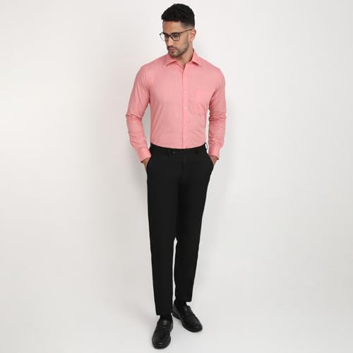 Image of Raymond Men Slim Fit Solid Pattern Pure Cotton Semi Cutaway Collar Full Sleeve Formal Shirt