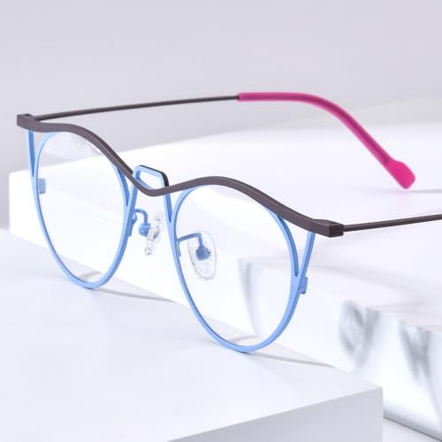 Image of FONEX Colorful Pure Titanium Glasses Frame Women Retro Round Eyeglasses F85782