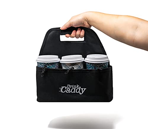 Drink Caddy Portable Drink Carrier and Reusable Coffee Cup Holder - 6 Cup Collapsible Tote Bag with Organizer Pockets Safely Secures Hot and Cold Beverages - Perfect for Food Delivery and Take Out (6) - Thumbnail 4