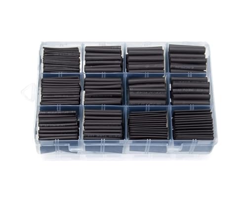 Lot de 650 gaines thermorétractables noires Innhom, rapport de rétraction 2:1 for câbles électriques