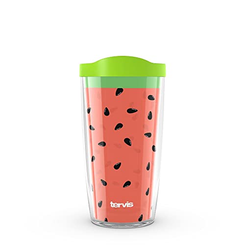 Tervis Watermelon Treat Made in USA Double Walled Insulated Tumbler Travel Cup Keeps Drinks Cold & Hot, 16oz, Classic
