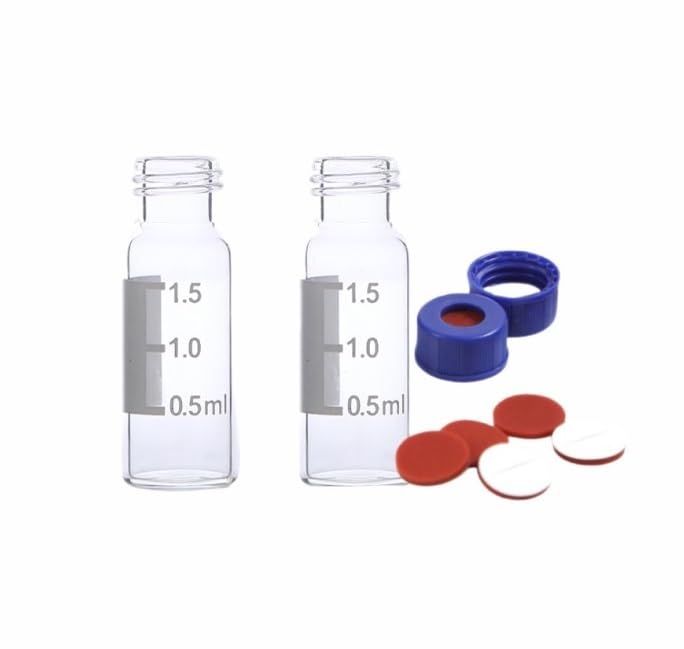 Chromatography Vial 1.5ml with 9mm Blue Open-Topped Cap Automatic Parse Sample Bottle for Chromatography Experiment 100 / PK