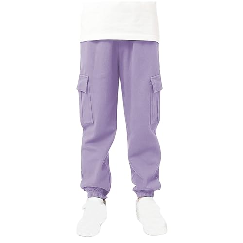 Cargo Sweatpants for Boys Lightweight Elastic Waist Loose Tapered Joggers Casual Fashion Workout Active Pants Pockets