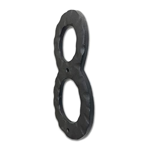 Image of NACH House Numbers for Outside, 6 inch Black Address Numbers for House - Number 8 - Rustic Numbers for Outside with Mounting Hardware