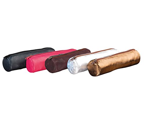 ELBA 100203583 Federmäppchen Form Rund, Leder 22 x Durchmesser 6 cm einfarbig , Sortiert