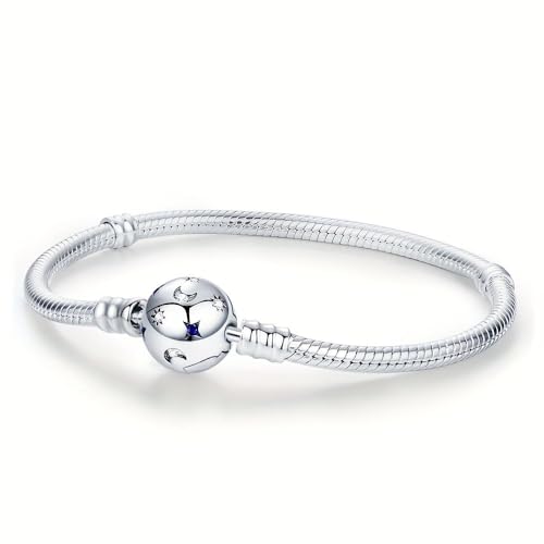 KEQ 925 Sterling Silver Charm Bracelet for Pandora Charms Snake Chain Bracelet Fit Any Charm Gift for Women