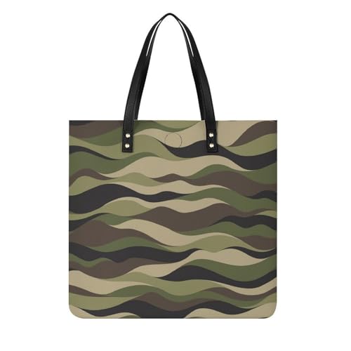 Sac cabas camouflage vert pour femme grand tote bag de voyage 39x39 cm