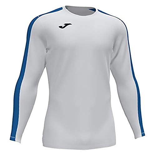 Joma Mens Academy Long Sleeve T-shirt, White-royal Blue, XXL EU