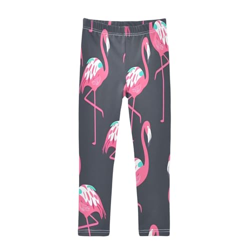 Toddler Girls Leggings Printed Yoga Pants Leggings Flamingo Black Background for Kids