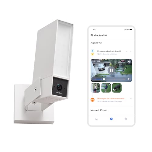 NETATMO Caméra de Surveillance Extérieure, Wi-Fi 5 GHz, 2K HDR, Détection IA Personnes/Véhicules/Animaux, Projecteur LED 12 W, Sirène Intégrée 105 dB,...