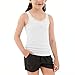 Girls Cotton Tank Tops Summer Sleeveless Bow Tanks Shirts Lace Trim Sports Undershirts for Kids 2-10 Years White