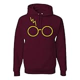 Harry Wizard Glasses potter Scar Unisex Fashion Mens Hoodies, Maroon, 3XL