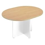 Robuste. Générique Table de réunion Ovale L 140 cm Plateau hêtre Pieds Croix Essens (Blanc)