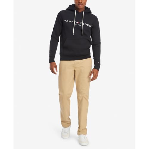 Image of Tommy Hilfiger Men's Medium Weight Fleece Hoodie Sweatshirt With Embroidered Logo, Also Available in Big & Tall