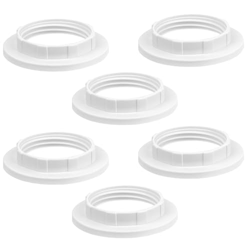 NUTTDOO Lampshade Reducer Ring 6 Pack E14 Plastic Screw Collar Ring 28MM Lampshade Fittings E14 for Table Lamp Ceiling Lights Plastic Screw Bulbs Lamp Holder (E14-28MM)