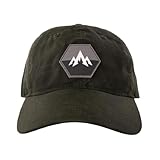 Pnuma Outdoors Waxed Cotton Cap, Dark Olive, Water-Repellent, Rubberized Hex Patch, OSFM (P608DB)