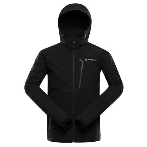 Alpine Pro - Chaqueta deportiva impermeable y cortavientos, unisex, chaqueta de entretiempo funcional para primavera, senderismo, correr, ciclismo y exteriores, Negro , L