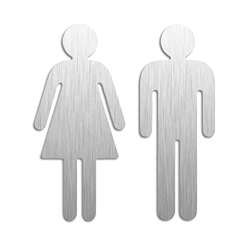Plaques de porte WC Toilettes Hommes Femmes pictogrammes découpés acier Inox Hauteur 120 mm No. 1072