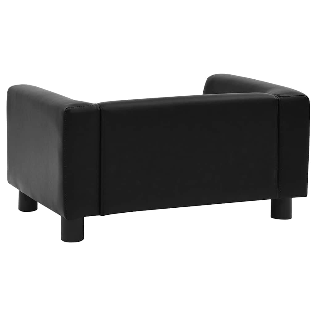 vidaXL Hundesofa Schwarz 60x43x30cm Plüsch Kunstleder Hundecouch Haustiersofa