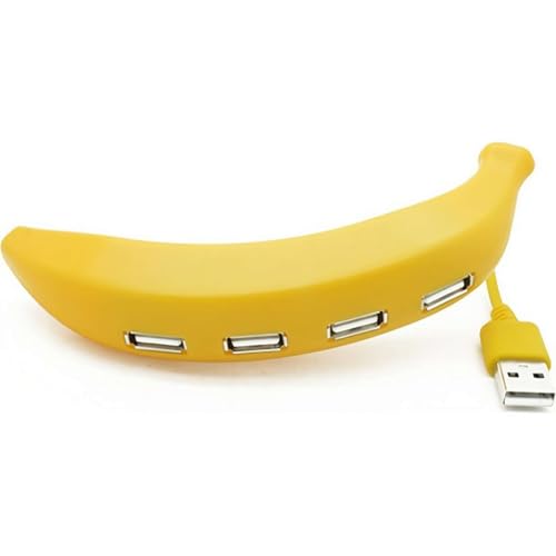 Banana-Shaped 4-Port USB Hub with Type-C Adapter