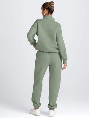 Image of AUTOMET Women's Sweatsuits 2 Piece Outfits Lounge Sets | Cozy Airport Outfits,Casual Sweat Sets for Fall and Winter,Half Zip Pullover and Baggy Sweatpants with Pockets