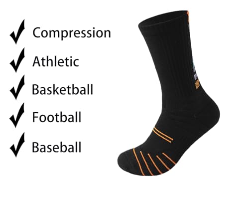 Image of 4 Pack Compression Athletic Basketball Socks Cushion Thick Mens Boys Volleyball Football Running Cycling Socks