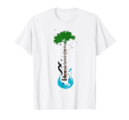 Chitarra Natura Musicista Earth Day Tree Chitarrista Musica Maglietta