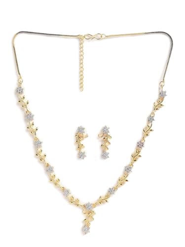 Juego de joyas DMZ-1581 chapadas en oro blanco de latón para mujer