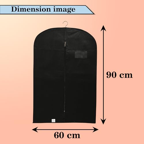 Image of Kuber Industries Pack of 4 Blazer Cover | Suit Covers with Zip for Women & Men | Dustproof Coat Bag for Clothes, Jacket | Plain Coat Cover | Black
