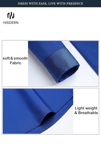 Image of HISDERN Mens Business Dress Shirts Long Sleeve Casual Button Down Shirt Formal Inner Collar Contrast Shirt for Men Wedding