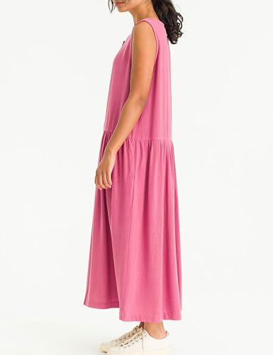 Image of Bozanly Summer Sleeveless Maxi Dress for Women Button Down Midi Dresses with Pockets Solid Color Loose Flowy Beach Dress 2025
