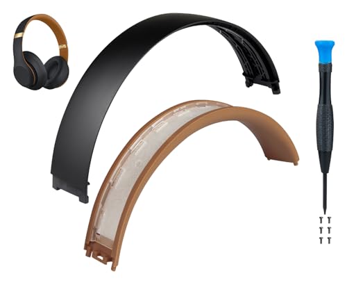 Image of SOULWIT Top+Bottom Headband Cover Kit for Beats Studio 3 & Studio 2 Wired & Wireless Headphones, Replacement Headstrap Pad Repair Part with Durable Silicone and Plastic - Studio3 Midnight Black