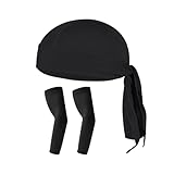 HDGSAFD 1 Stück Turban, 1 Paar Sonnenschutzärmel, Atmungsaktiver Basis-Turban, Schnell Trocknender Piratenhut, Outdoor-Rad-Turban, Weiches Haarbandana, Turban-Kappe