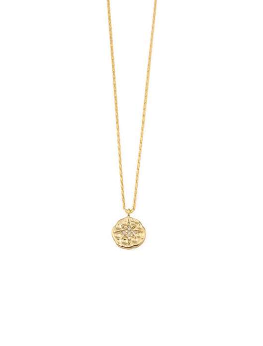 AOQINGPolaris Coin Button Pendant Necklace Stylish eight-pointed star style 18K gold plated or white gold clavicle chain