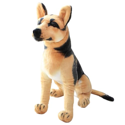 Peluche de chien assis realiste avec finitions de qualite superieure berger allemand