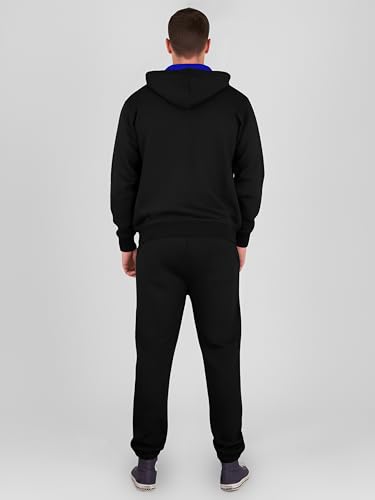 Love My Fashions® Men’s Tracksuit Full Sleeve Contrast Fleece Top & Bottom Cord Set Zipper Hood Jogging Suit Set Plus Sizes