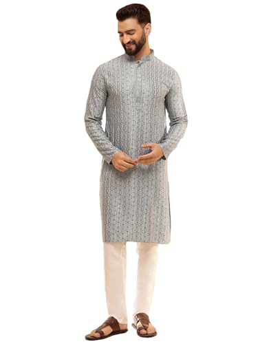 Image of SOJANYA (Since 1958 Men's Cotton Rayon Shiny Thread Sequinned Kurta Set