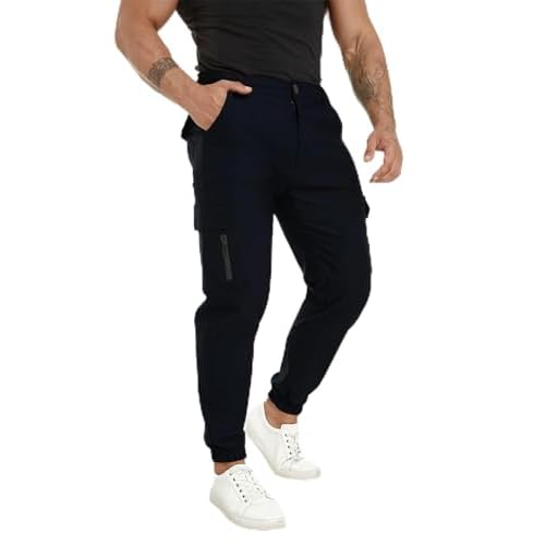ALLELMS Mens Cargo Joggers Pants Slim fit Stretch with Pockets Hiking Pants for Men 30 Regular A004