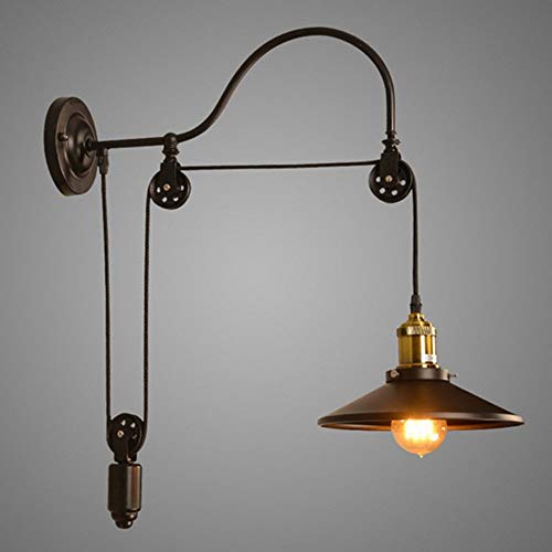 Lámpara de pared con polea para cafeterías y pasillos de estilo rústico industrial
